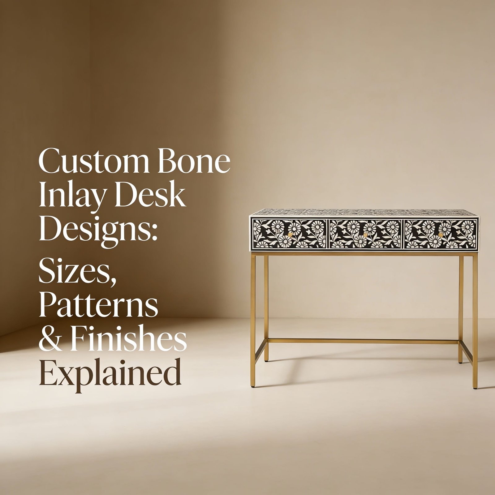 Custom Bone Inlay Desk Designs: Sizes, Patterns & Finishes Explained