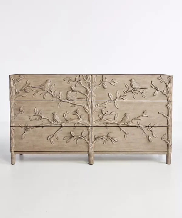 Bird Wooden 6 Drawer Dresser