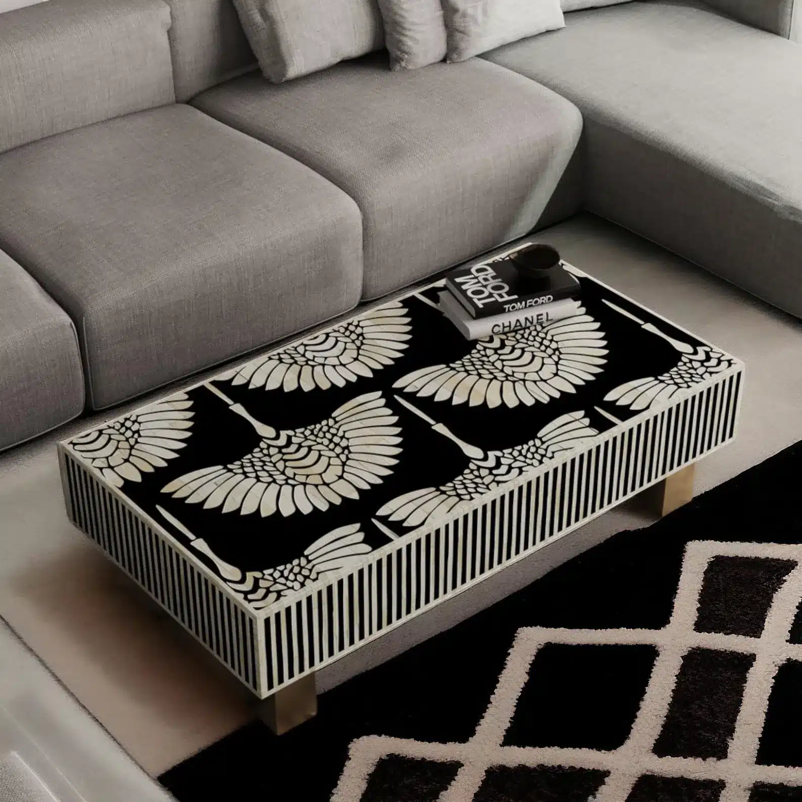 Swan Bone Inlay Coffee Table