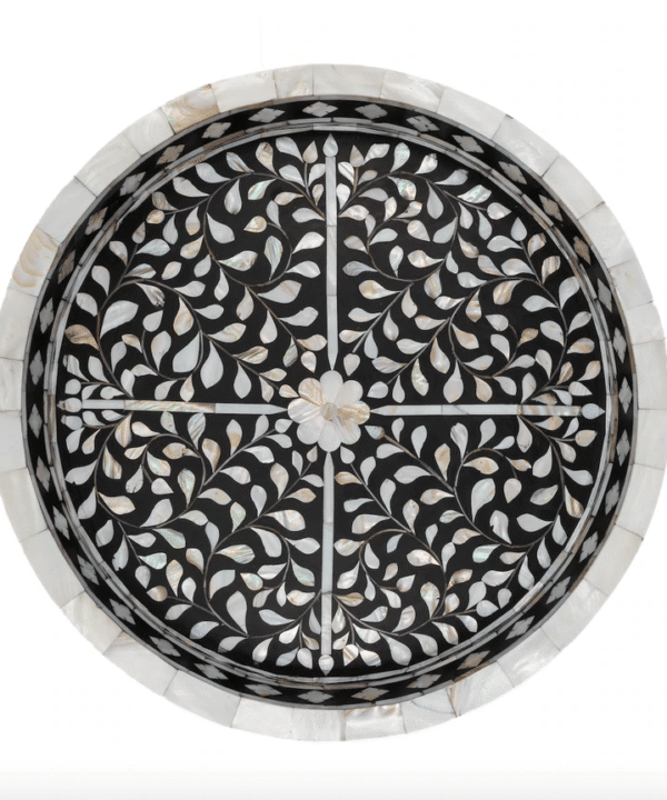 Floral Mother of Pearl Inlay Round Tray