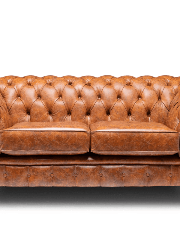 Chesterfield Real Leather Two Seater Sofa Tan