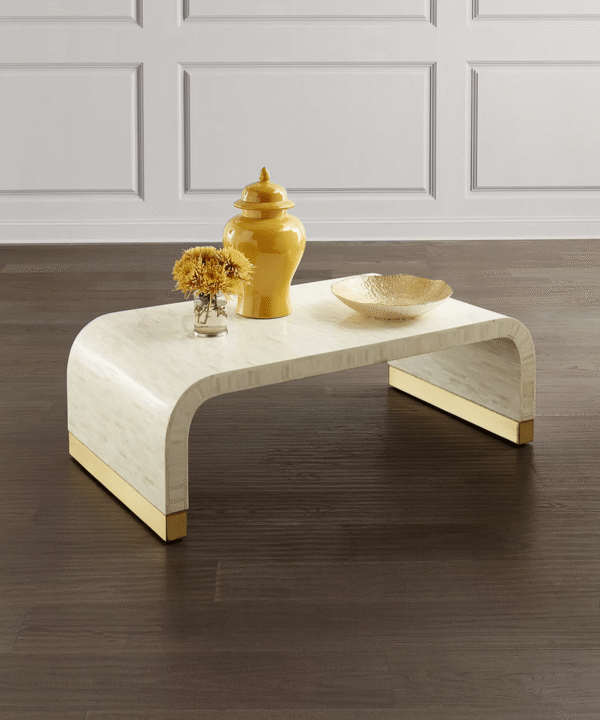 Neutral Bone Inlay Waterfall Coffee Table