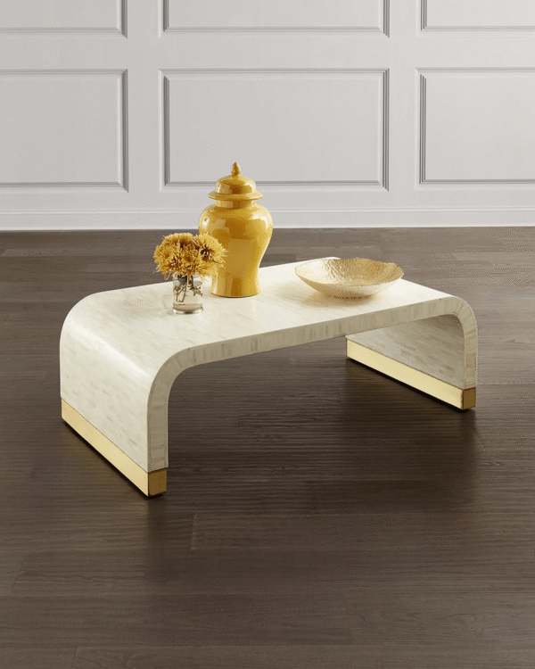 Neutral Bone Inlay Waterfall Coffee Table