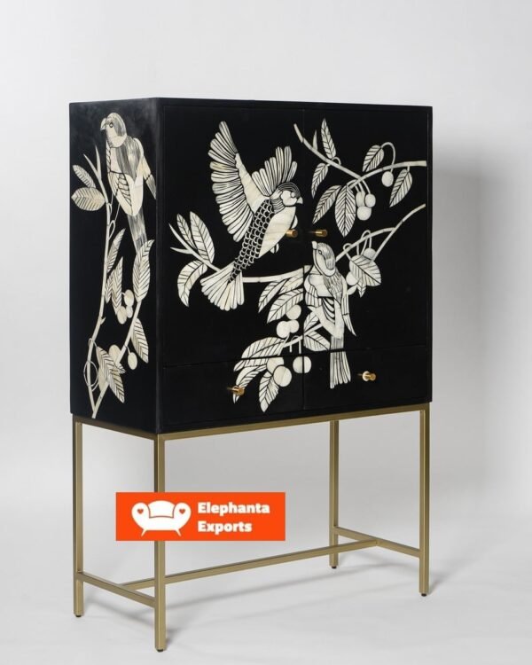 Spring Garden Bone Inlay Bar Cabinet