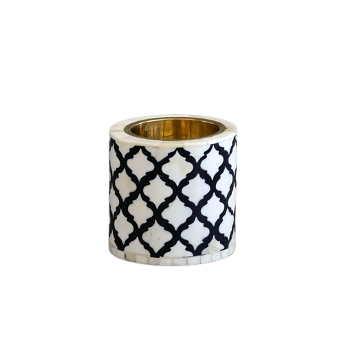 Bone Inlay Candle Holder / Medkhan - Moroccan