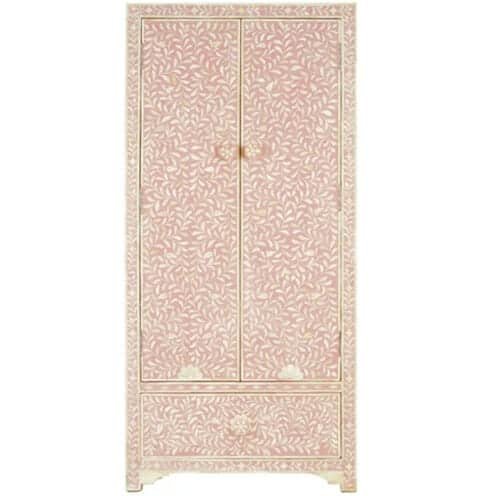 Floral Bone Inlay Almirah / Armoire / Cupboard