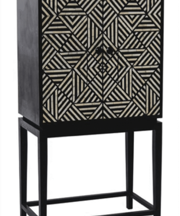 Geometric Bone Inlay Bar Cabinet