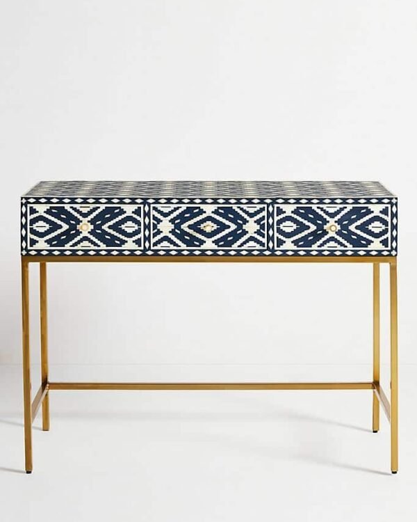 Ikat Bone Inlay Console / Vanity in Blue