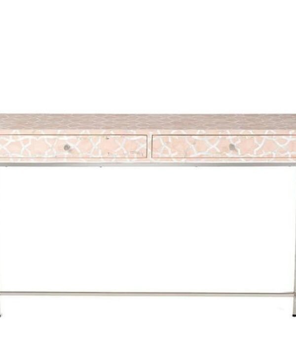 Geometric Mother of Pearl Inlay Console Table in Soft Pink