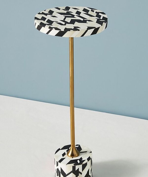 Geo Bone Inlay End table in Black
