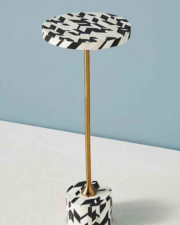 Geo Bone Inlay End table in Black