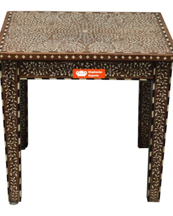 Teak Wood and Bone Inlay Table