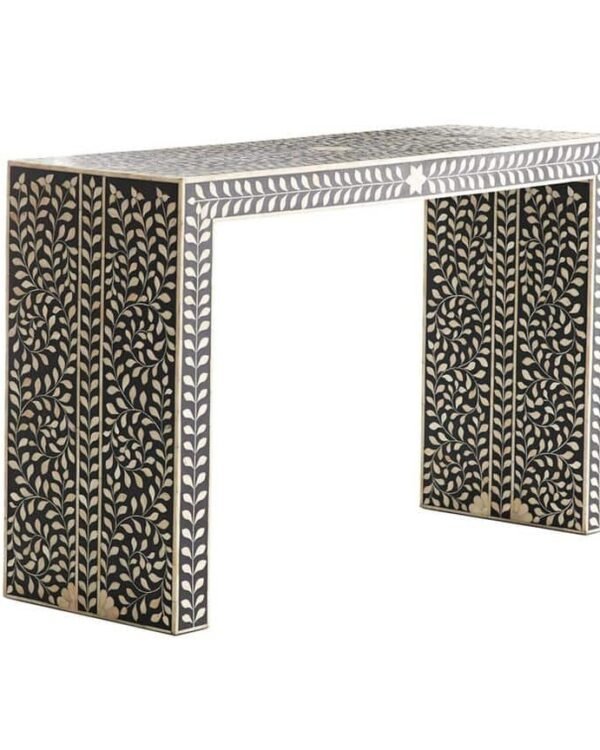Floral Bone Inlay Console Waterfall/ Desk