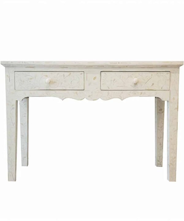 Provincial Bone Inlay Console in White Floral