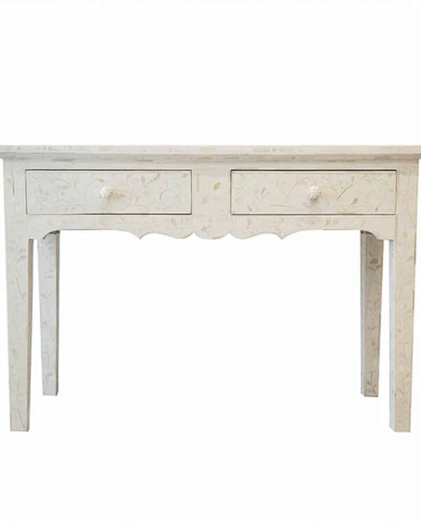 Provincial Bone Inlay Console in White Floral