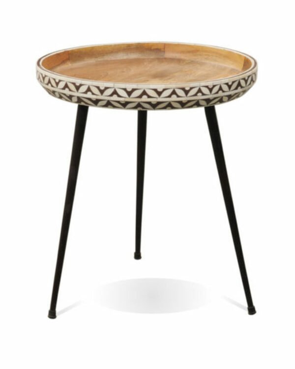 Bone Inlay Stool / Side Table in Black