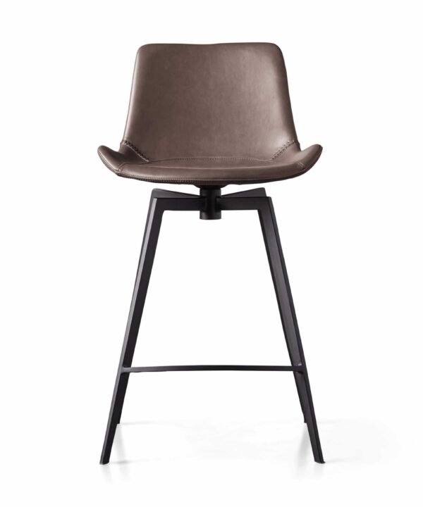 Faux Leather Counter Stool with Back Support