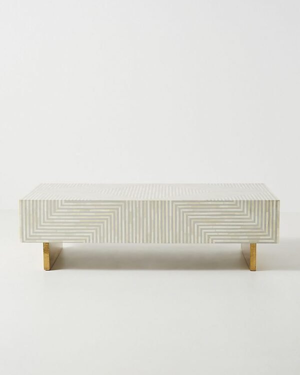 Striped Bone Inlay Coffee Table Grey