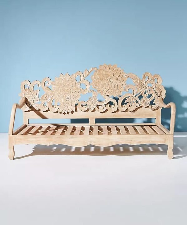 Carved Wooden Daybed / Lounge - Flower Bed Design
