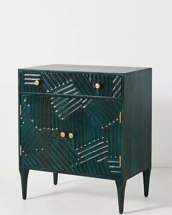 Handcarved Wooden Entryway Cabinet