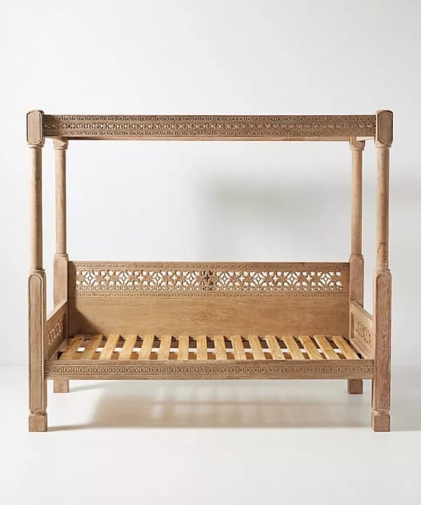 Carved Wooden Canopy Daybed / Lounge
