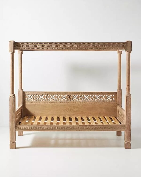 Carved Wooden Canopy Daybed / Lounge