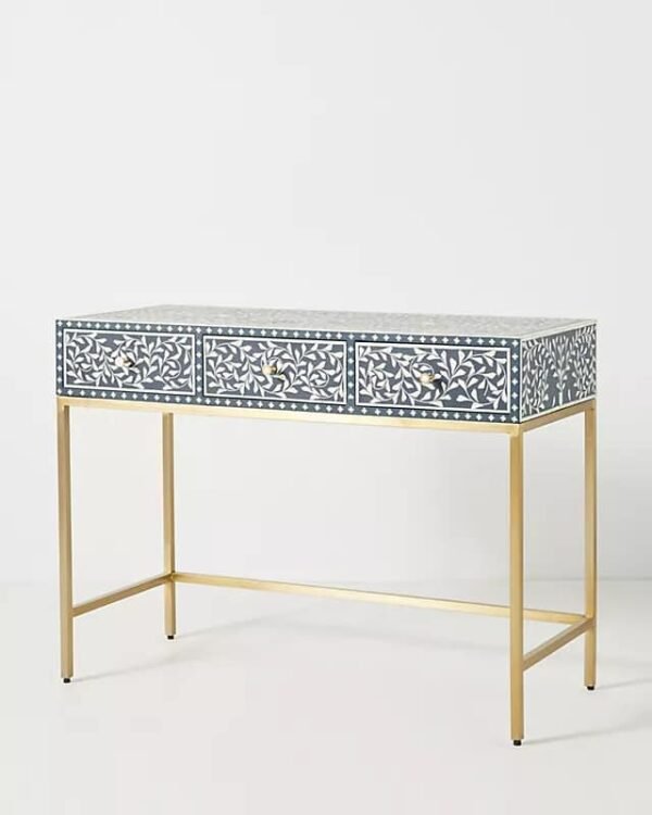 Floral Intertwine Bone Inlay Console / Vanity