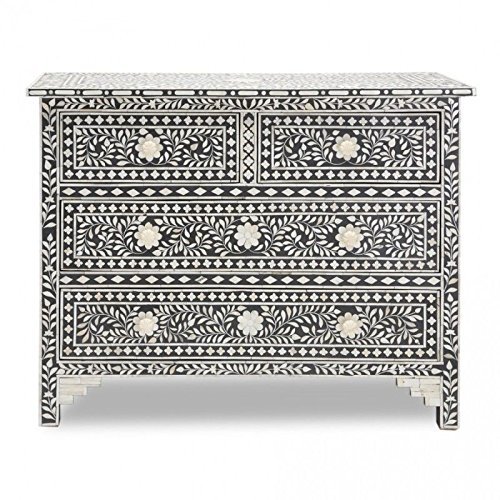 Bone Inlay Floral Pattern 4 Drawer Chest