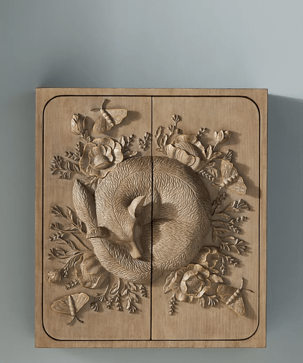 Handcarved Jungle Wall Cabinet