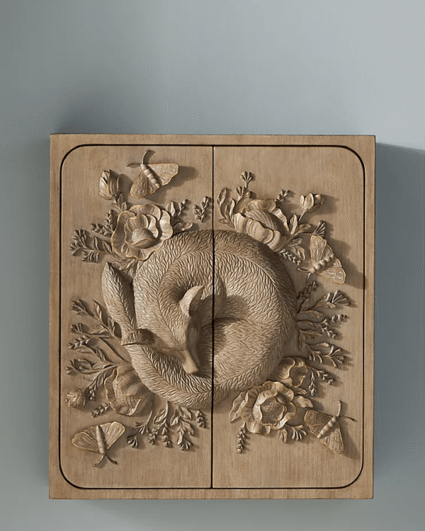 Handcarved Jungle Wall Cabinet