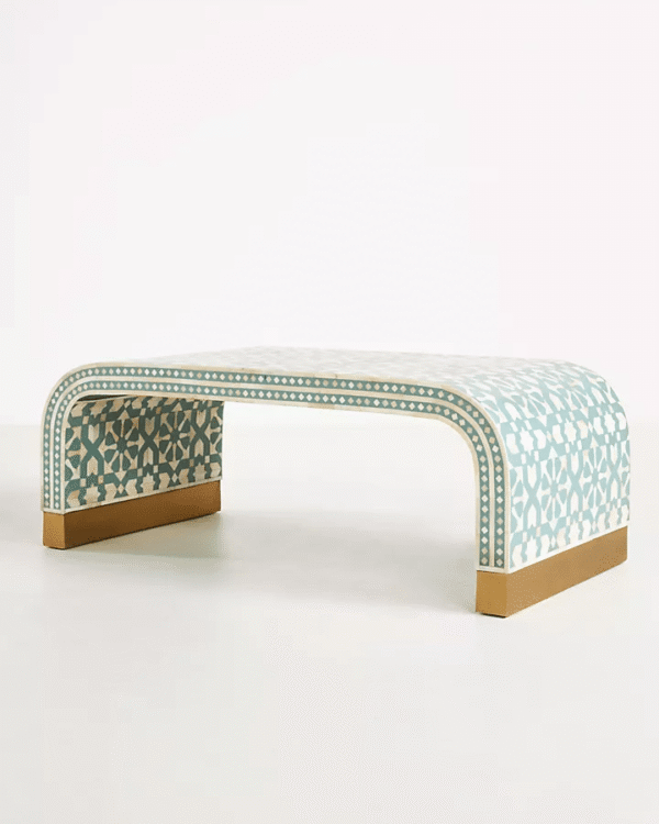 Moroccan Bone Inlay Waterfall Coffee Table