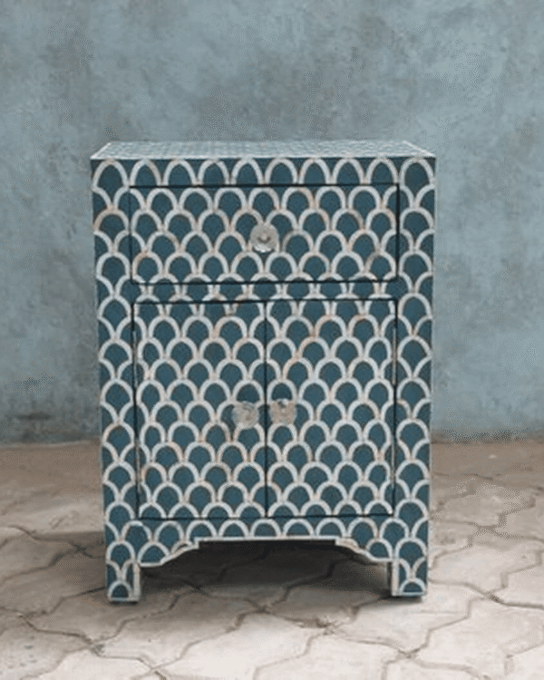 Teal Blue Marlin Bone Inlay Bedside