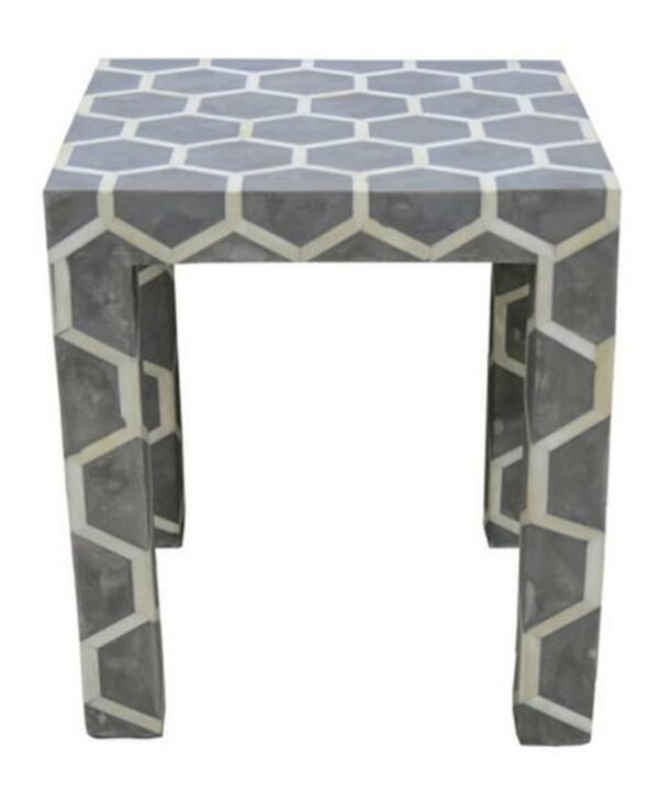 Honeycomb Bone Inlay Side table in Grey