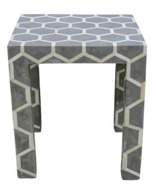 Honeycomb Bone Inlay Side table in Grey
