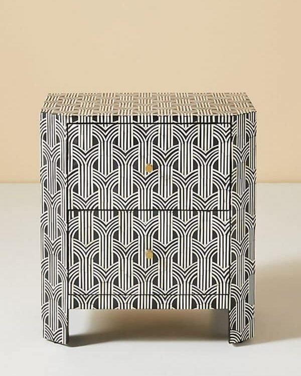 Modern Arrow Black Bone Inlay Bedside