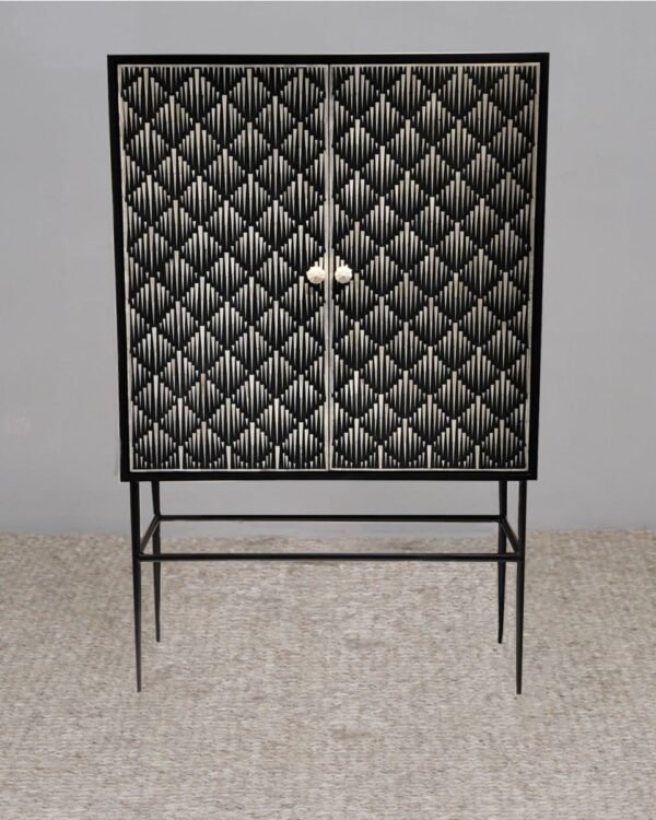 Arrow Bone Inlay Bar Cabinet