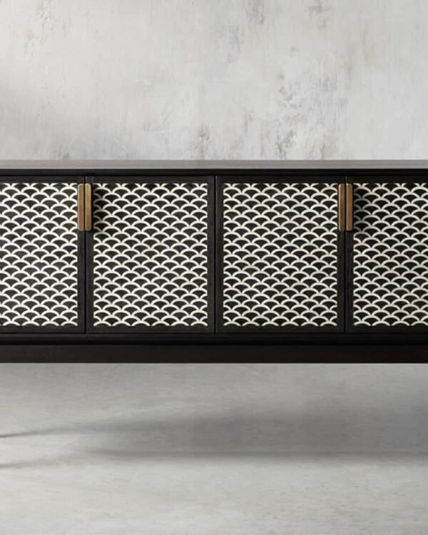 Fish Scale Bone Inlay Bar Cabinet