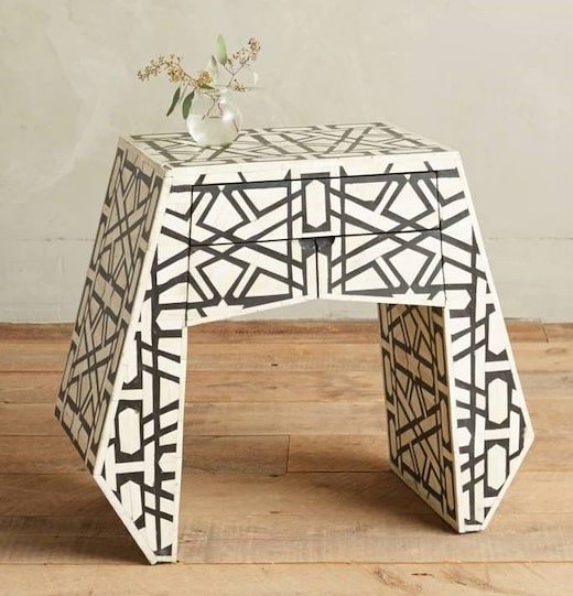 Modern Geo Bone Inlay Bedside Table