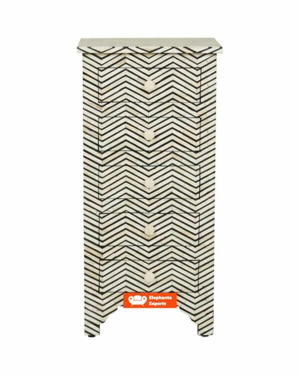 Bone Inlay Tall Boy Chest Chevron Black