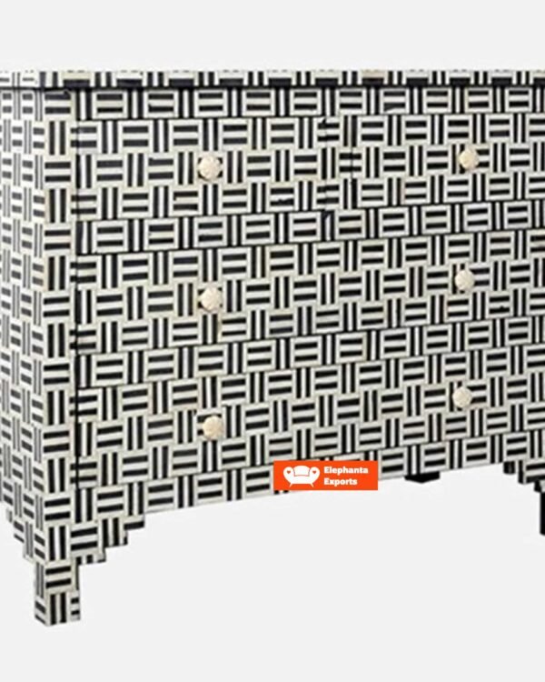 Black Bone Inlay Chest of 4 Drawers in Equate