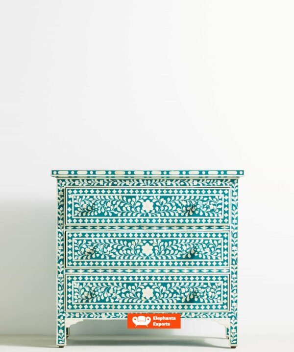 Bone Inlay Chest of 3 Drawers Floral