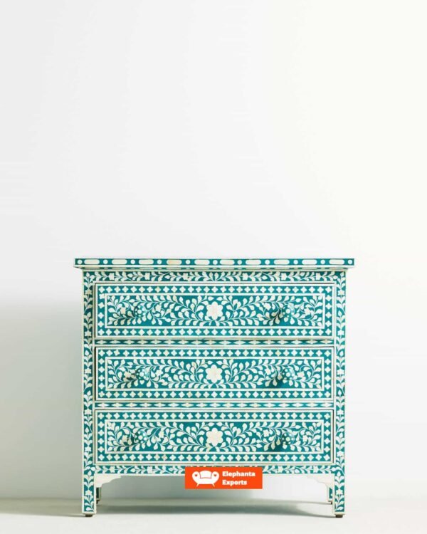 Bone Inlay Chest of 3 Drawers Floral