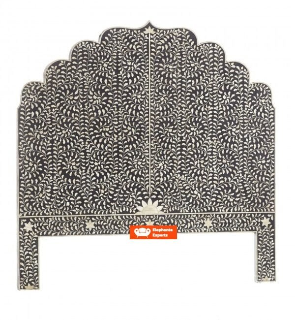 Black Bone Inlay Floral Headboard / Bedhead
