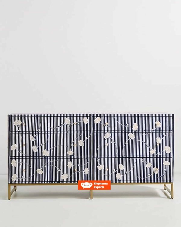 Lily Bone Inlay Chest of 6 Drawers