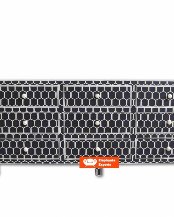 Bone Inlay 9 Drawer Dresser Honeycomb Design