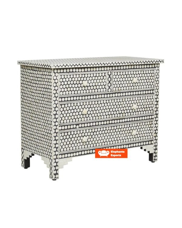 Bone Inlay 4 Drawer Hexagon Chest of Drawers