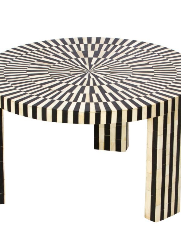 Striped Bone Inlay Centre Table in Black and White