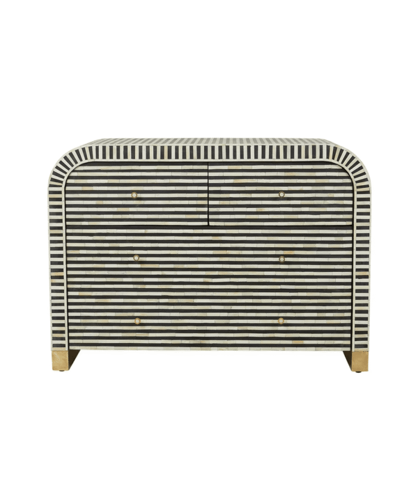 Bone Inlay Waterfall Chest of 4 Drawers