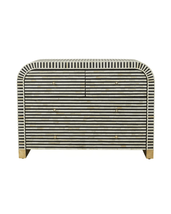 Bone Inlay Waterfall Chest of 4 Drawers