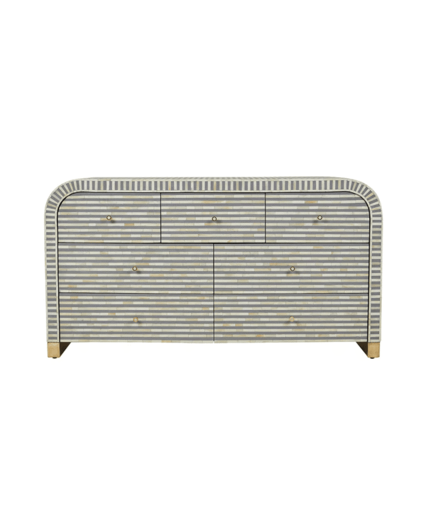 Bone Inlay Waterfall Chest of 6 Drawers